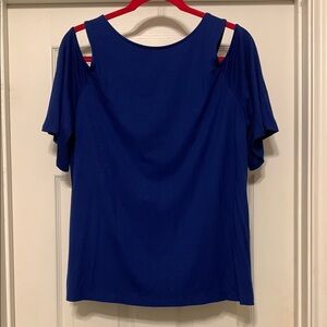 The Limited Blue Cut Out Short Sleeve Blouse